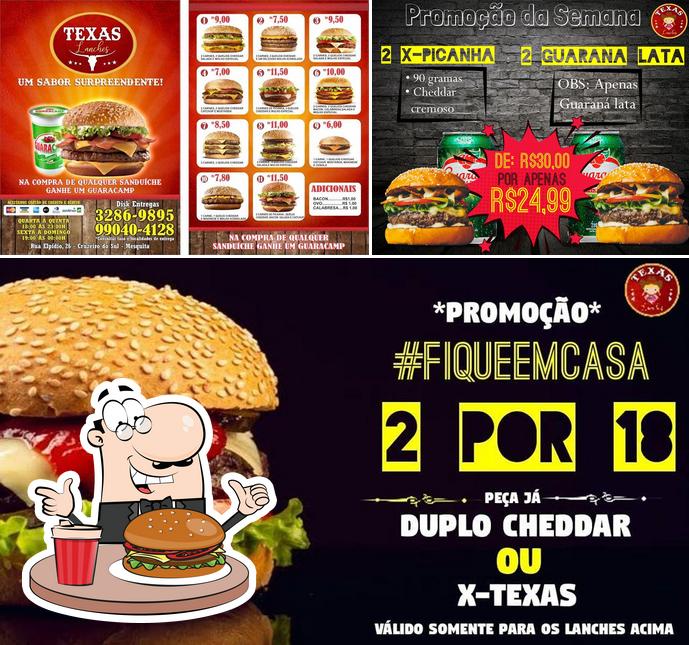 Os hambúrgueres do Texas Lanches - (Mesquita) irão saciar uma variedade de gostos