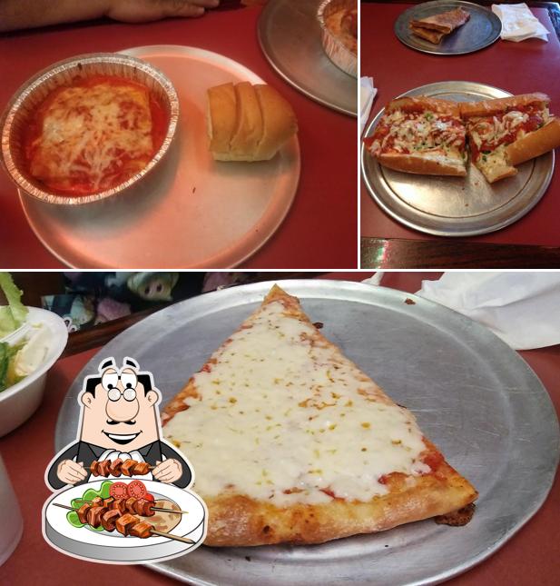Check out the picture showing food and dining table at Little Italy Pizzeria