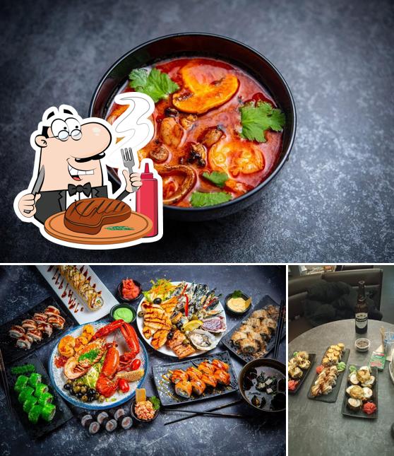 Holt ein Fleischgericht bei Anime Sushi