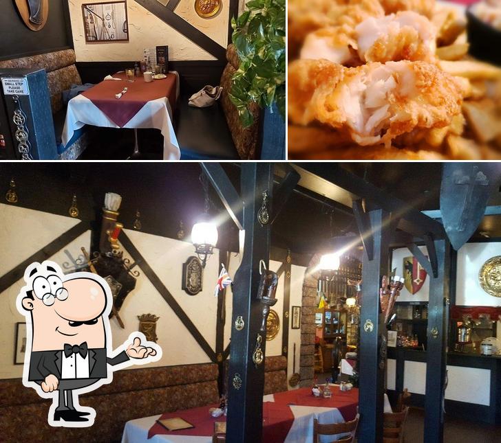 Take a look at the picture displaying interior and food at British Bobby Restaurant