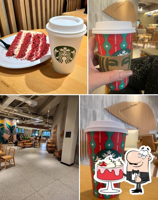 Bolo veludo vermelho em Starbucks