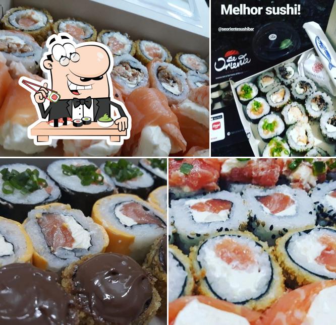 Rolos de sushi são servidos no Se Oriente Sushibar