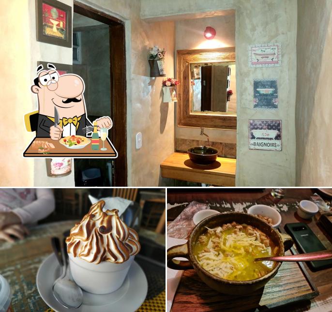 Dê uma olhada a imagem ilustrando comida e interior no Gelataio Caffè