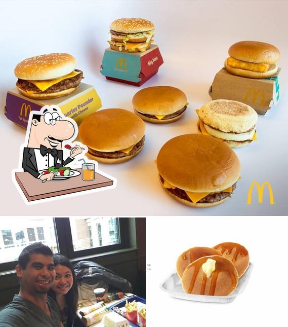 This is the image showing food and interior at McDonald's