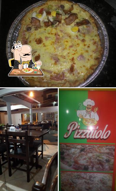 Esta é a ilustração ilustrando comida e interior no Pizzaria Pizzaiolo (Novo Endereço)