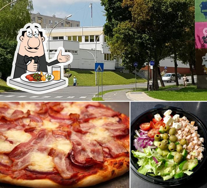 Las imágenes de comida y exterior en Pizza Karaván