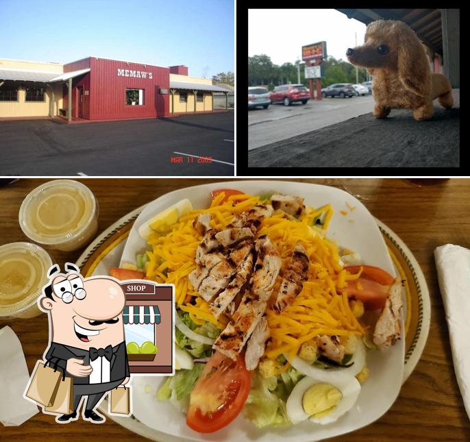 This is the image showing exterior and food at Memaw's Bar-B-Q