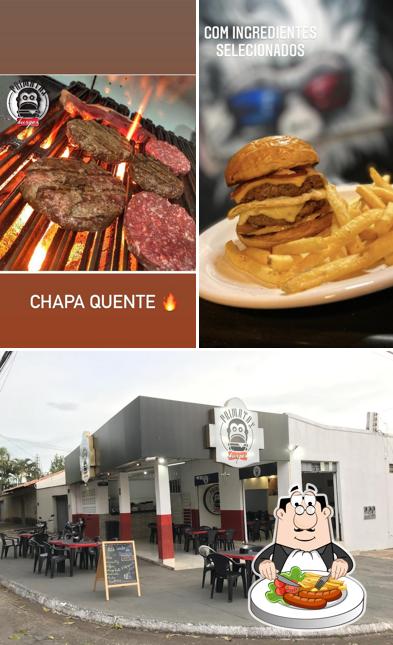 Esta é a ilustração ilustrando comida e interior a Primatas Burger Goiânia