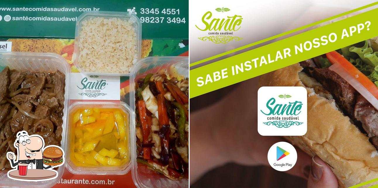 Peça um hambúrguer no Santé Comida Saudável