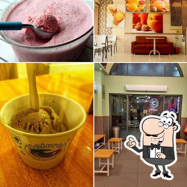 This is the picture showing interior and food at Natural Ice Cream