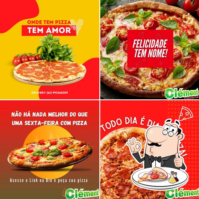 Escolha pizza no Pizzaria Clement