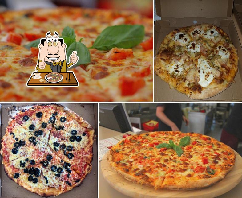 Bestellt verschiedene Variationen von Pizza