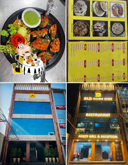The picture of food and exterior at BLD Restaurant and Home Stay