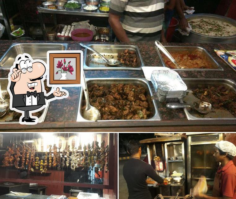 Among different things one can find interior and food at Raju's Kitchen