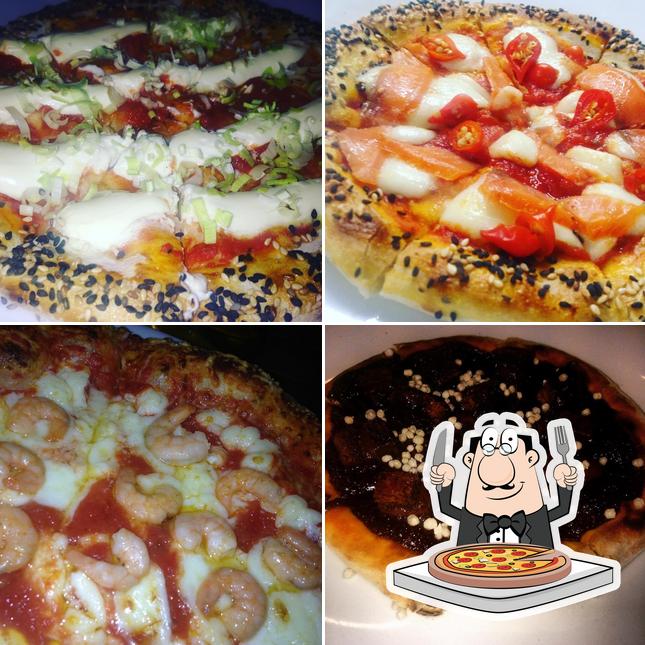 Escolha pizza no Crusty & Yatai