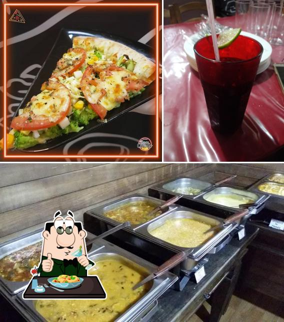 Entre diversos coisas, comida e bebida podem ser encontrados no Pizzaria Dom Camilo