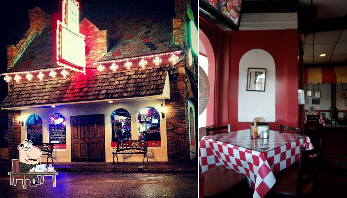 Take a seat at one of the tables at Greek's Pizzeria