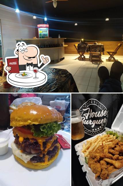 Confira a ilustração mostrando comida e interior no House Burguer