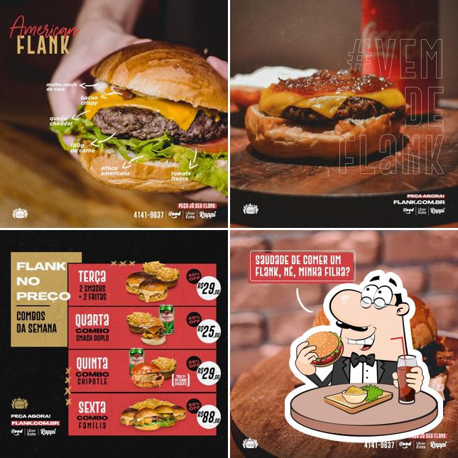 Peça um hambúrguer no Flank Steak Burger