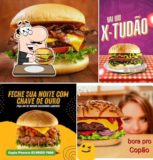 Peça um hambúrguer no Copão Pizzaria e Sorveteria