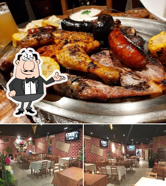 Check out the image showing interior and food at Carnívoros BBQ bar parrilla