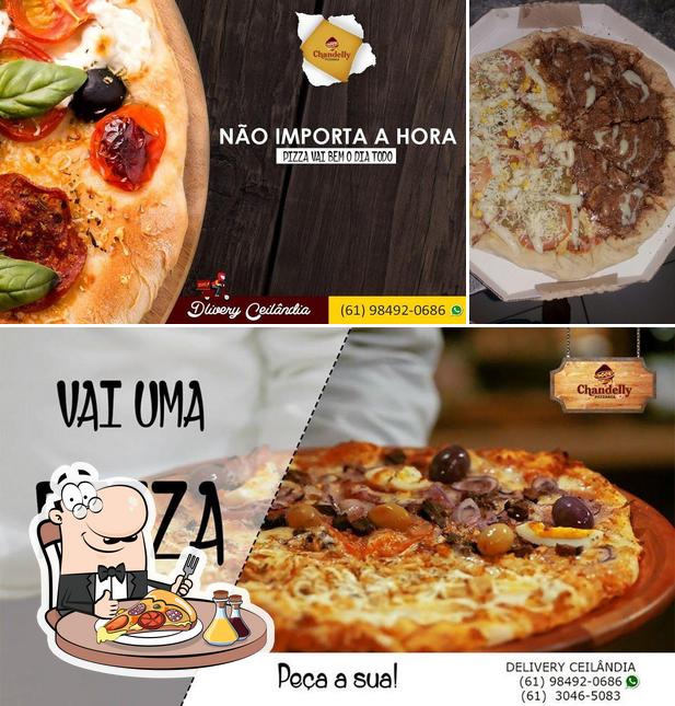 Escolha pizza no Pizzaria Chandelly