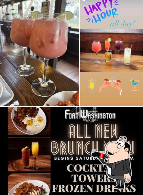 The picture of Fort Washington Public House’s drink and burger