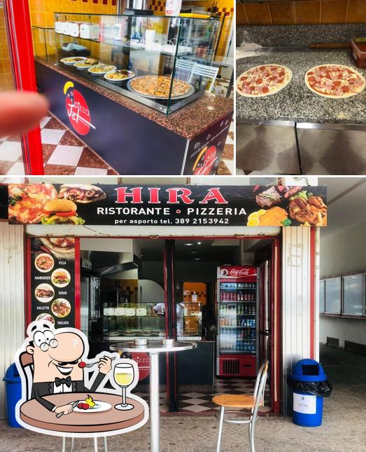 Parmi les différentes choses de la nourriture et la intérieur, une personne peut trouver sur HIRA ristorante-pizzeria-kebab