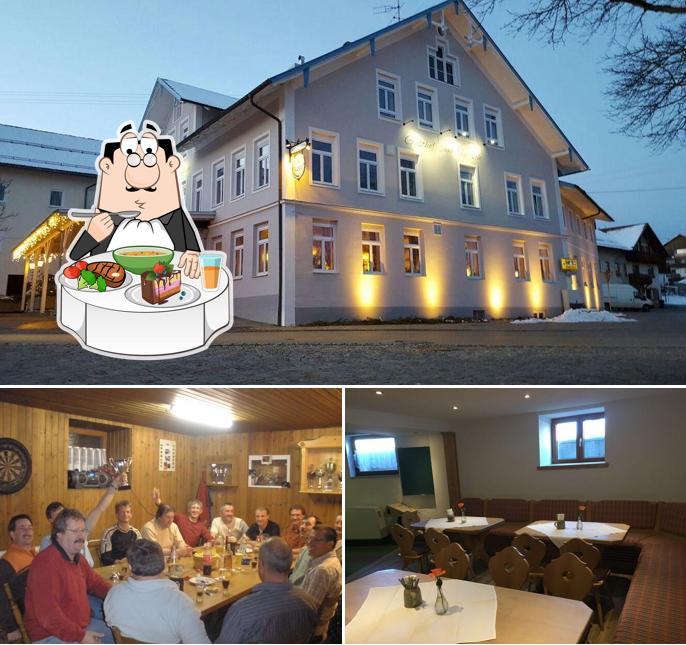 Estas son las fotos donde puedes ver comedor y exterior en Gasthof zum Hirsch