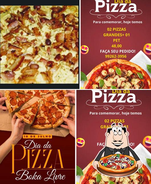 Escolha pizza no Pizzaria Boka Livre