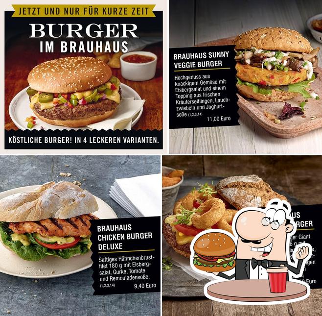 Order a burger at Brauhaus Schönbuch