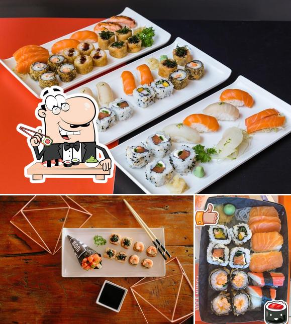 Rolos de sushi são servidos no Koni - Delivery