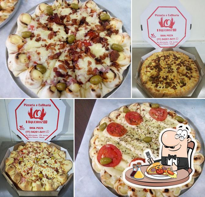 Experimente pizza no Pizzaria e esfiharia Queiroz