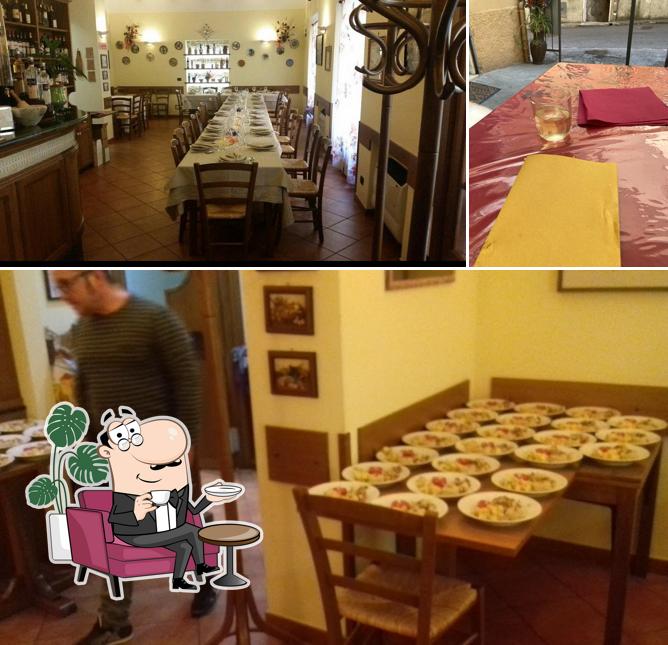 Dai un’occhiata alla foto che presenta la interni e bevanda di Osteria Rivo Pila