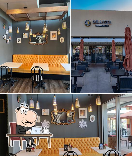 The photo of interior and food at Grater Grilled Cheese