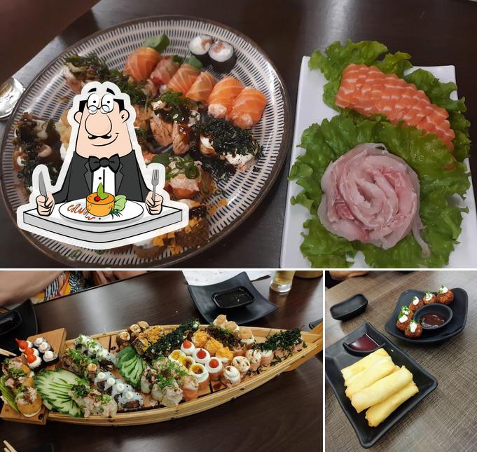 Comida em Issho Ni Restaurante Japonês