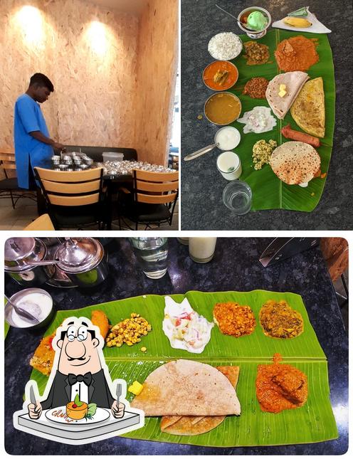 This is the photo depicting food and interior at Kamat Veg Restaurant - Malleshwaram
