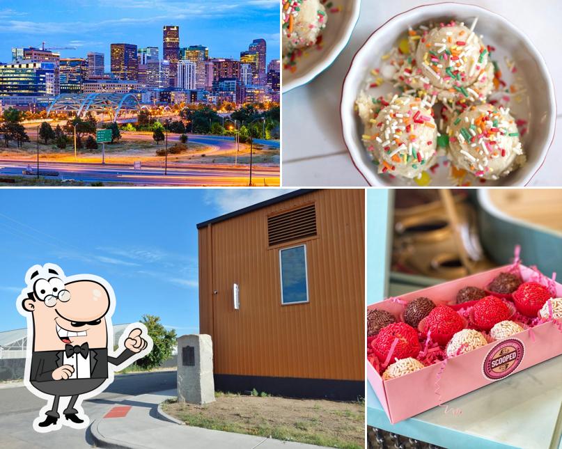 This is the picture displaying exterior and food at Scooped Cookie Dough Bar Denver