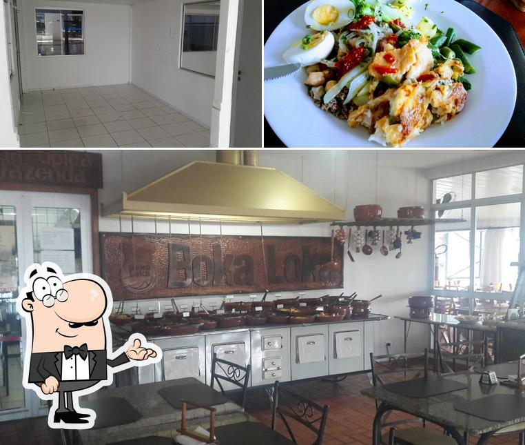 A ilustração da interior e comida a Restaurante Boka Loka