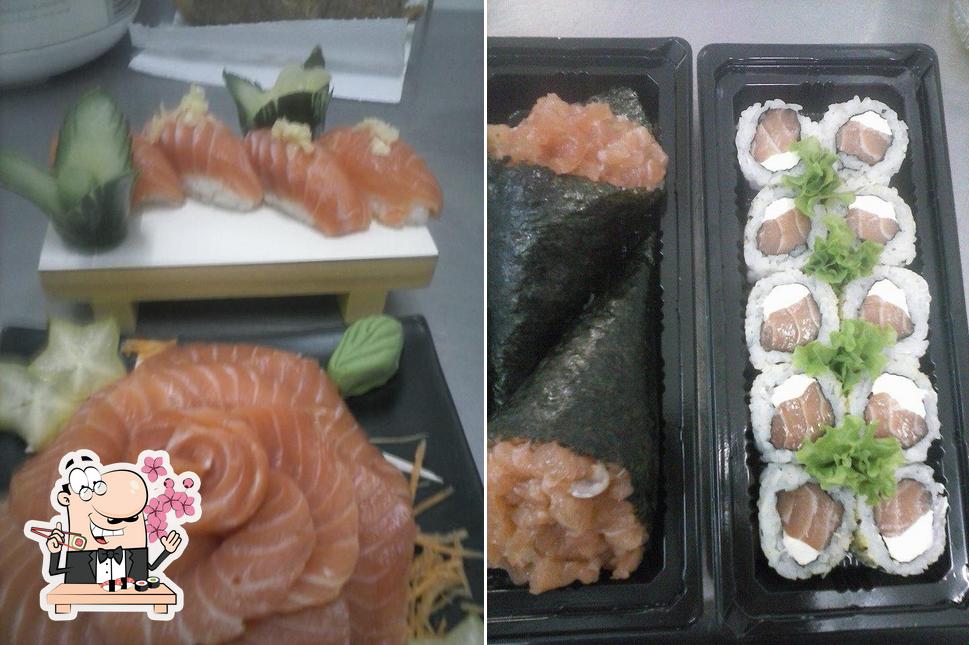 Rolos de sushi são servidos no Temakeria Padaria