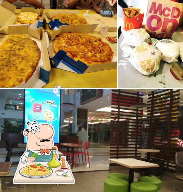 Take a look at the photo showing food and interior at McDonald's