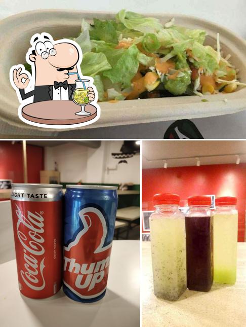 The photo of drink and food at New York Burrito Company