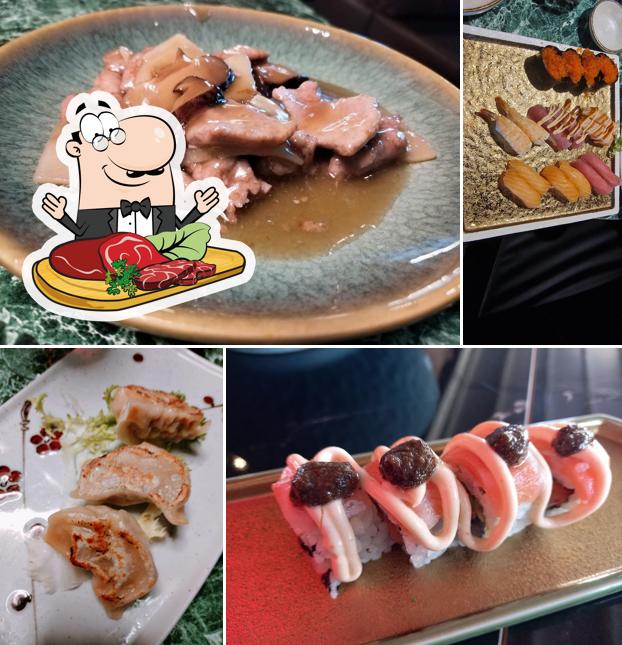 Prueba un plato con carne en Oishi Sushi Viterbo Japanese & Chinese Restaurant