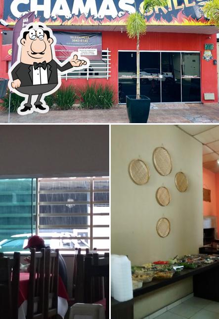 A imagem da interior e exterior no Chamas Grill Restaurante