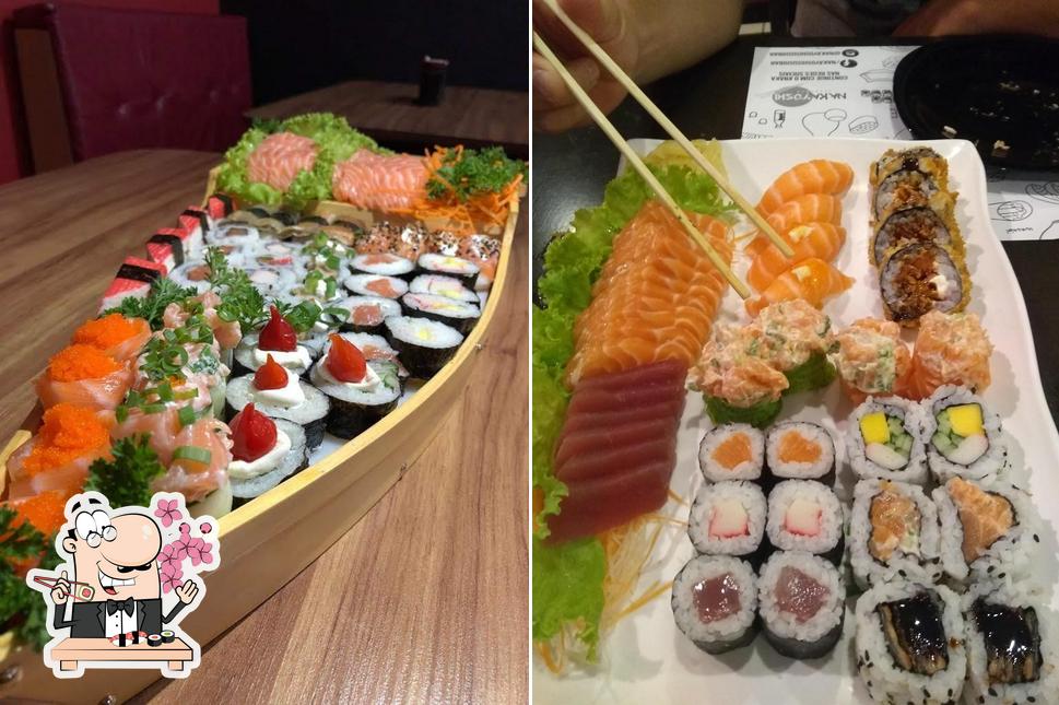 Rolos de sushi são disponibilizados no Nakayoshi Sushi Bar