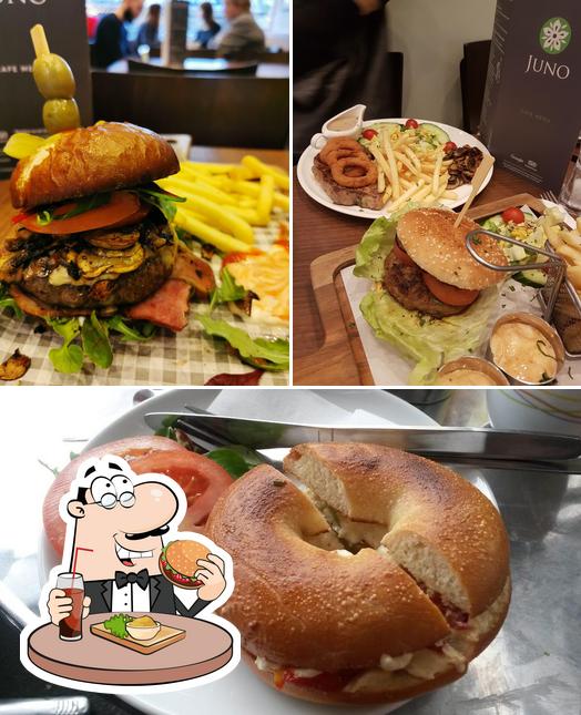 Order a burger at Juno Cafe
