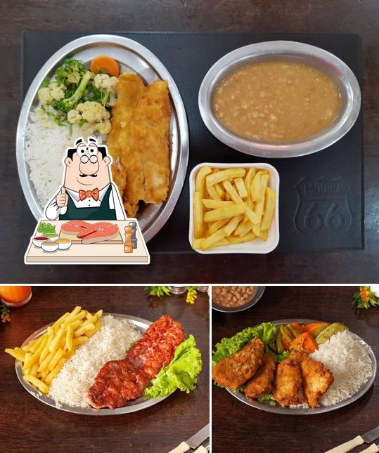 Peixe e fritas em Lanchonete Esquina 66