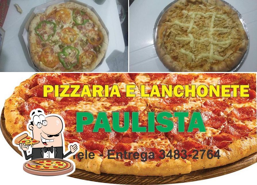 Escolha pizza no Pizzaria e Lanchonete Paulista