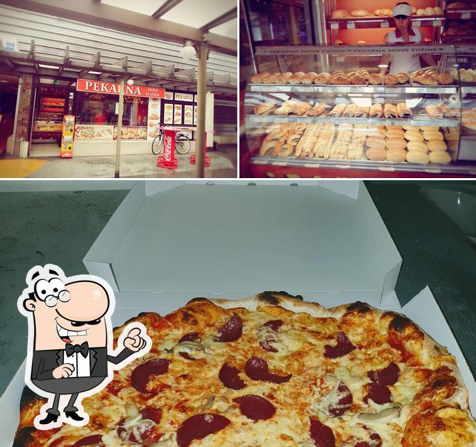 La immagine di interni e pizza da M-Toni pekarstvo d.o.o., poslovna enota pekarna nove Fužine