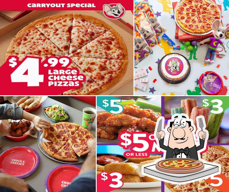 Try out pizza at Chuck E. Cheese